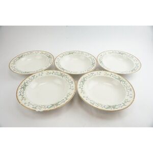 Farberware Wellesley 486 Fine China Soup Bowls Set of 5 Floral Gold Trim 1 Chip